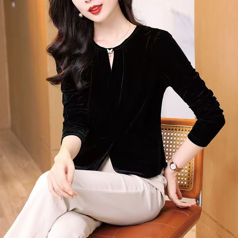 Korean Lifestyle - Chemisier Femme en Velours Uni à