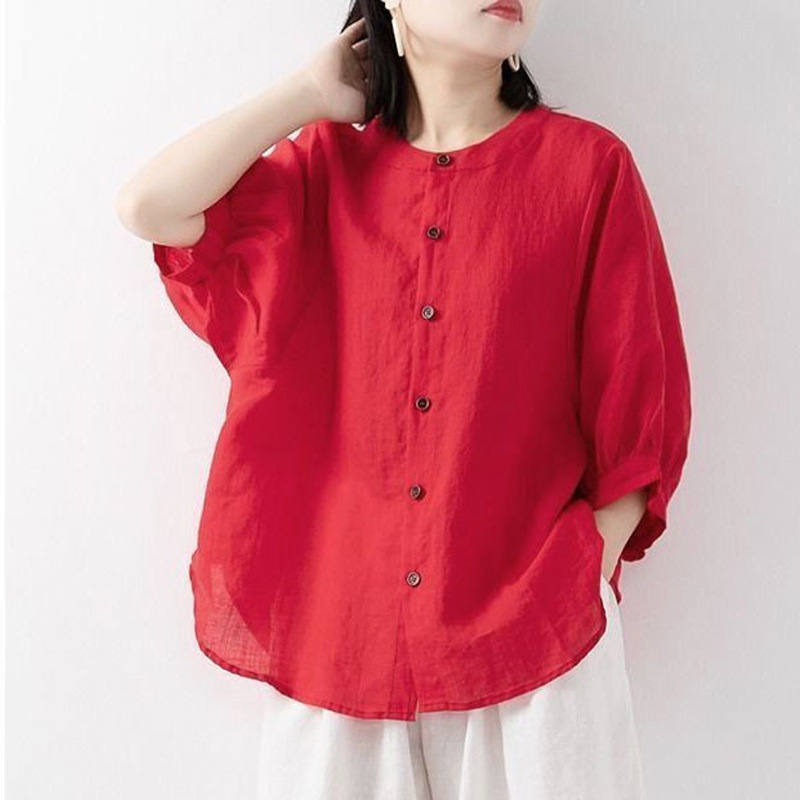 Korean Lifestyle - Chemise en coton et lin pour