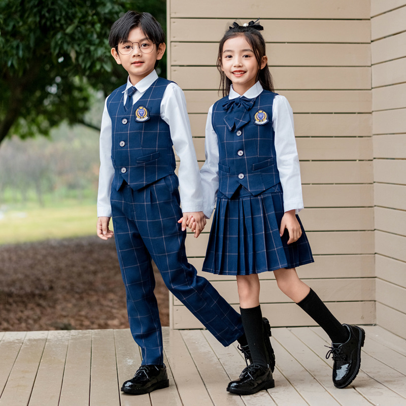 Korean Lifestyle - Gilet à carreaux britannique pour enfants,