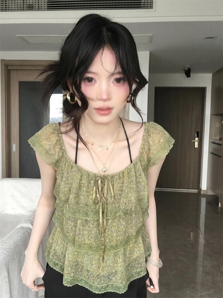 Korean Lifestyle - Chemisier imprimé en mousseline de soie