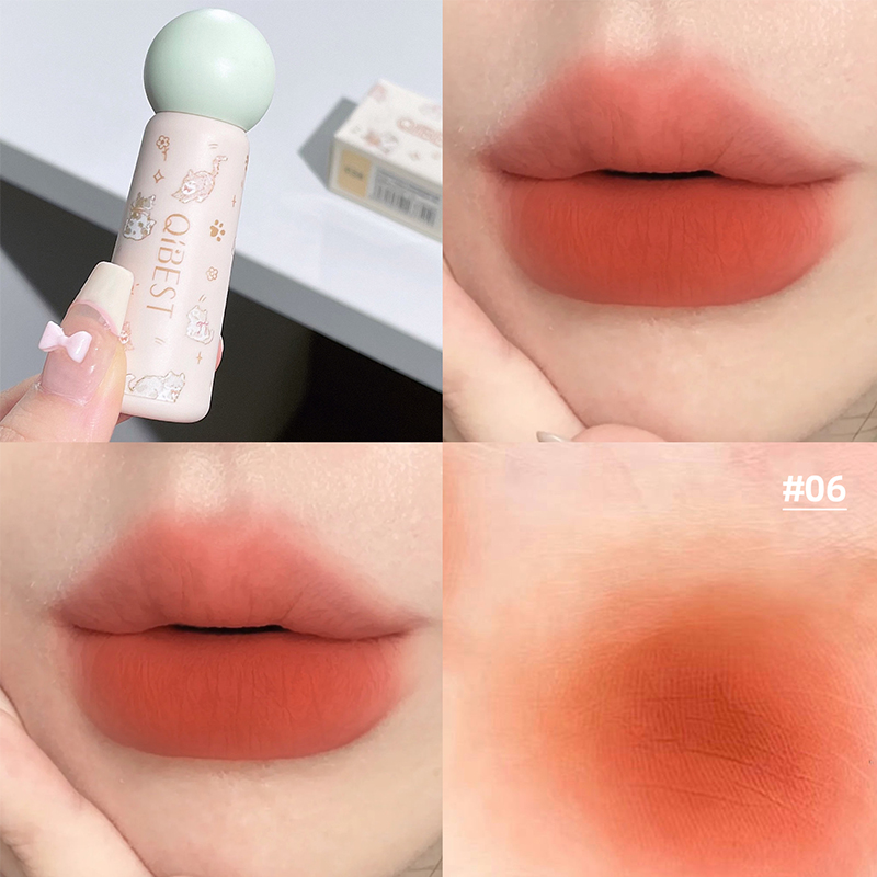 Lip Tint Korean - QIBEST mignon velours mat boue à