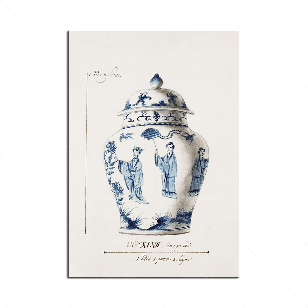 Vase en porcelaine bleu imprim - Korean Arts And Lifestyle avis et prix