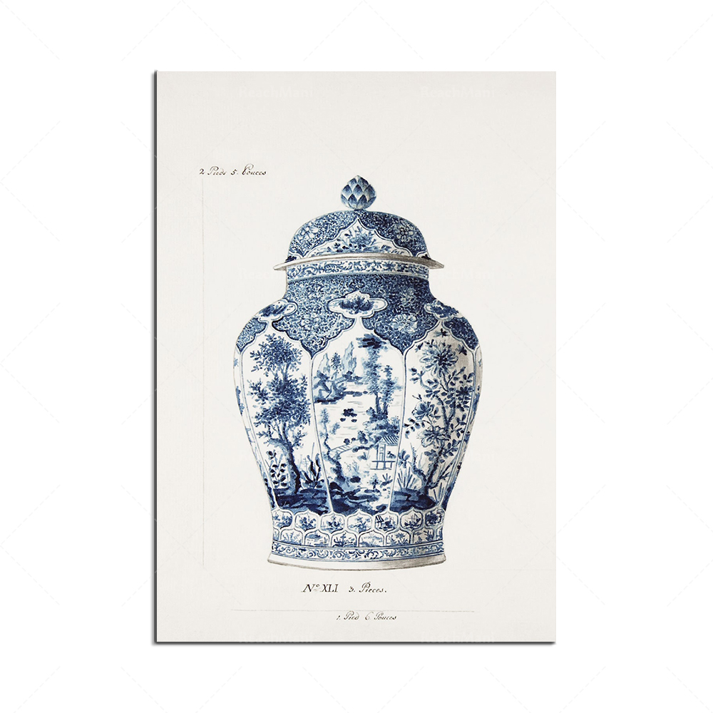 Vase en porcelaine bleu imprim - Korean Arts And Lifestyle avis et prix